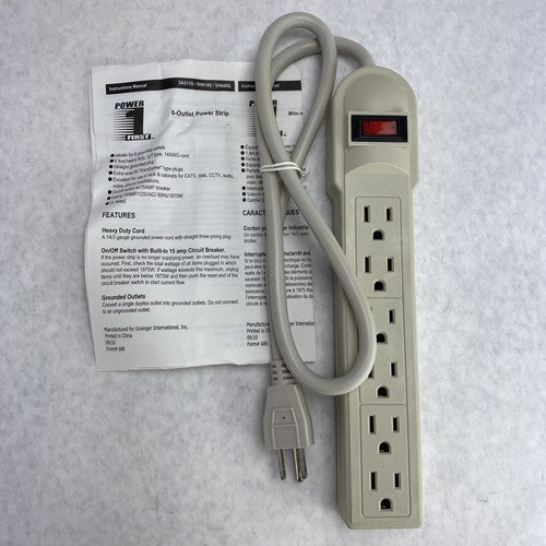 Power First 5HN14G Power Strip 6 Outlets
