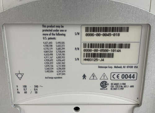 Datascope Spectrum 0998-00-0500-1014A Medical Patient Monitor (Parts and Repair)