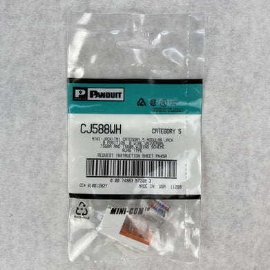 Panduit White Mini-Jack CJ588WH CAT5 RJ45 Modules T568A and T568B - Lot of 11