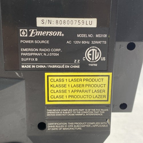 Emerson MS3108 3 CD Changer AM/FM Radio With Speakers - For Parts or Repair