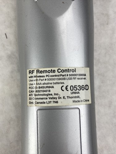 ATI 5000015900A Grey RF Wonder Remote Control TV Video Audio Access TESTED