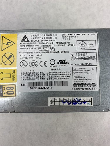 Delta Electronics DPS-460KB Switching Power Supply 12V 460W