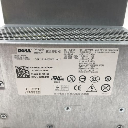 Dell H235PD 240V 105W 15A M619F M619F Power Supply (Tested and Working)