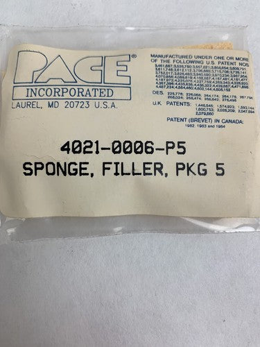 Pace 4021-0006-P5 Replacement Sponge Pack of 5 New