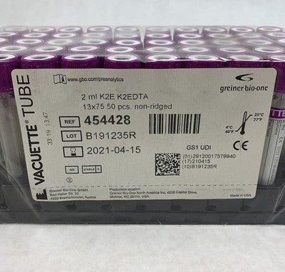 Vacuette 454428 2ml K2E K2EDTA 13x75 50pcs Tubes