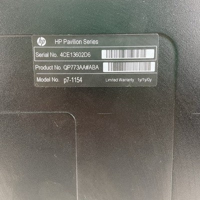 HP Pavilion P7-1154 MT AMD A6-3600 2.1GHz 2GB RAM No HDD No OS G310DE