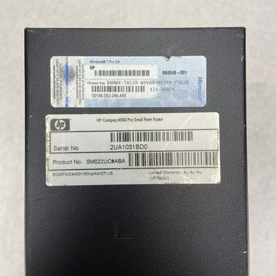 HP Compaq 6000 Pro SFF Intel Core 2 Duo E8400 3GHz 4GB RAM No HDD No OS