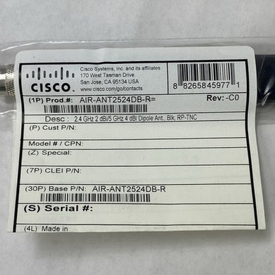 Cisco AIR-ANT2524DB-R Dual-Band Wireless Antenna Black 2.4 GHz/5 GHz (Lot of 10)