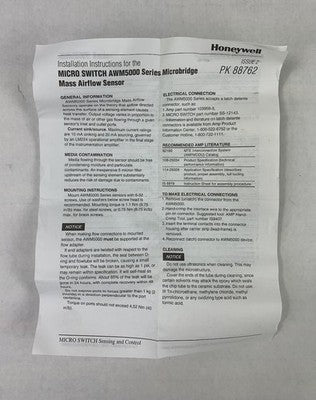 Honeywell PK 66762 AWM5000 Microbridge Mass Airflow Sensor
