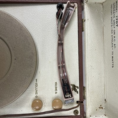 Symphonic Model 1707 Portable Stereo Record Player Broken Tonearm Tested