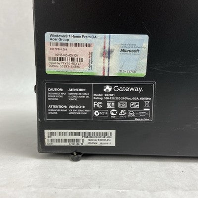 Gateway SX2801 SFF Intel Pentium Dual-Core E5500 2.8 GHz 6 GB RAM No HDD No OS