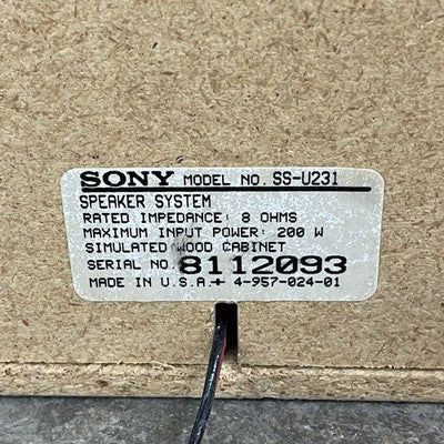 Sony SS-U231 Single Tested