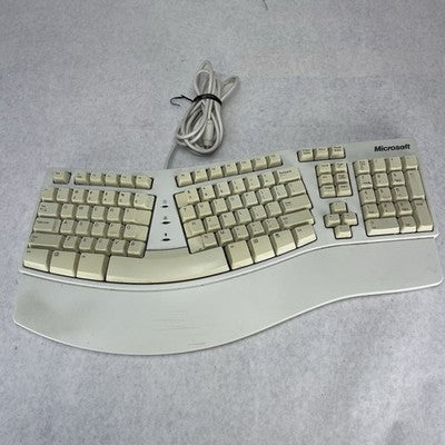 Vintage Microsoft Natural Keyboard Elite White Cream Ergonomic Keyboard