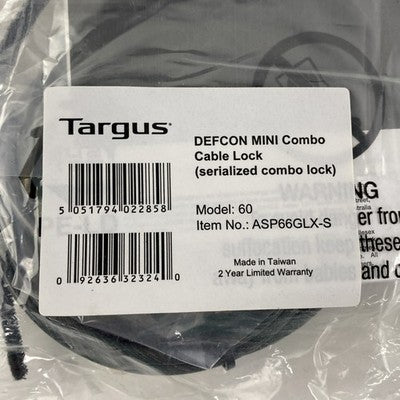 Targus 60 Defcon Mini Combo Cable Lock Lot of 5