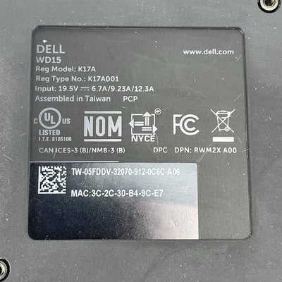 Dell Dock WD15 USB-C Type-C K17A 05FDDV Lot of 4 Power Tested