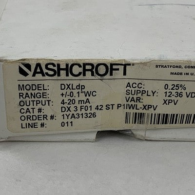 Ashcroft DXLdp Differential Pressure Transmitter DX 3 F01 42 ST P5IW-XDL NIB
