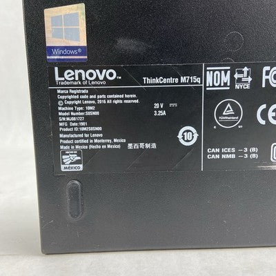 Lenovo ThinkCentre M715Q Micro AMD Pro A10-9700E R7 3GHz 8GB RAM No AC/HDD/OS