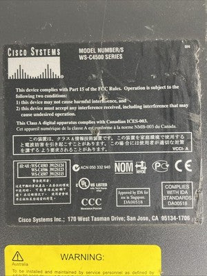 Cisco Catalyst 4507R Redundant Supervisor Chassis WS-C4500 Series