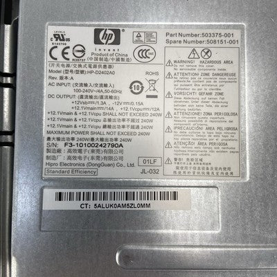 HP Compaq 6000 Pro SFF Intel Core 2 Duo E8400 3GHz 4GB RAM No HDD No OS