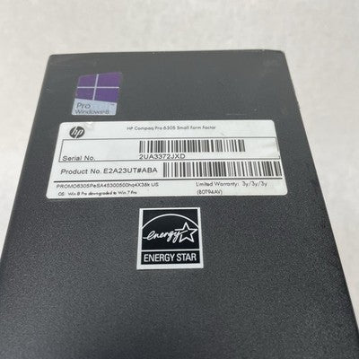 HP Compaq Pro 630s SFF AMD A4-5300B 3.40 GHz 4 GB RAM No HDD/OS