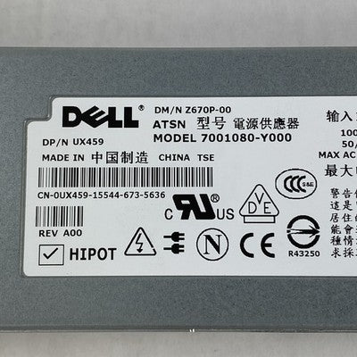 Dell PowerEdge UX459 7001080-Y000 Hot Swap Power Supply Power Tested