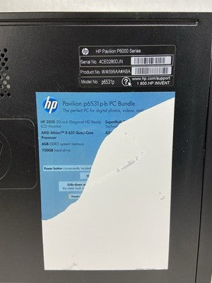HP Pavilion P6531P MT AMD Athlon 2 x4 635 2.9GHz 4GB RAM No HDD No OS