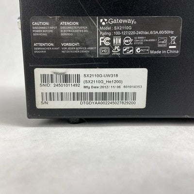 Gateway SX2110G SFF AMD E1-1200 1.4GHz 4GB RAM No HDD No OS