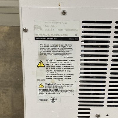 Beckman Coulter TJ-25 Refrigerated High Speed Centrifuge