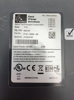 Zebra P110i Thermal Card Printer - Parts or Repair