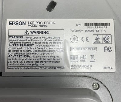 Epson BrightLink 595Wi H599A LCD Projector 2560 Lamp Hours - No Remote
