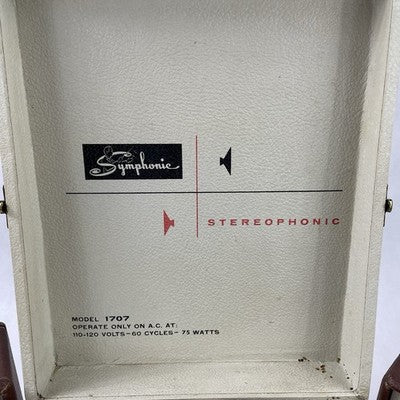 Symphonic Model 1707 Portable Stereo Record Player Broken Tonearm Tested