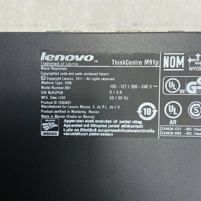 Lenovo ThinkCentre M91p DT Intel Core i5-2400 3.1GHz 4GB RAM No HDD No OS