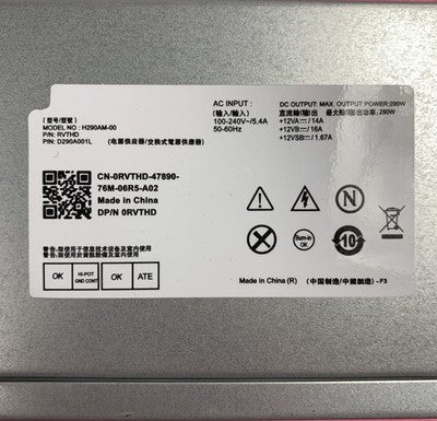 Unbranded H290AM-00 RVTHD 290W Power Supply