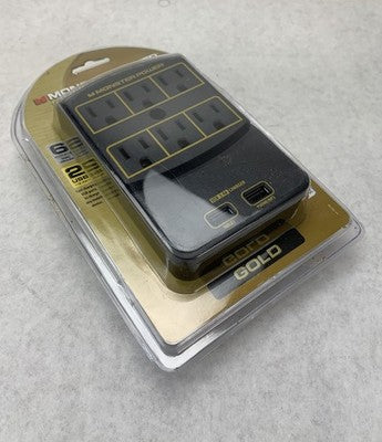 Monster Power Gold 123063-00 6 Outlet 2 USB Surge Protector