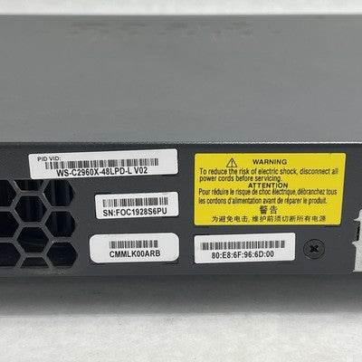 Cisco WS-C2960X-48LPD-L  V02 48x PoE+ 2x 10G SFP+ Tested & Reset