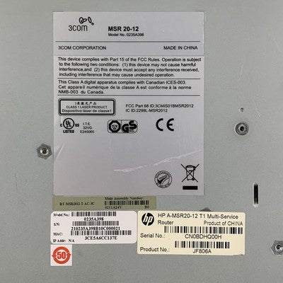 3COM MSR 20-12 Module Router Tested Reset