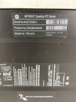 HP 750-514 DT Intel Core i5-7400 3GHz 12GB RAM No HDD No OS