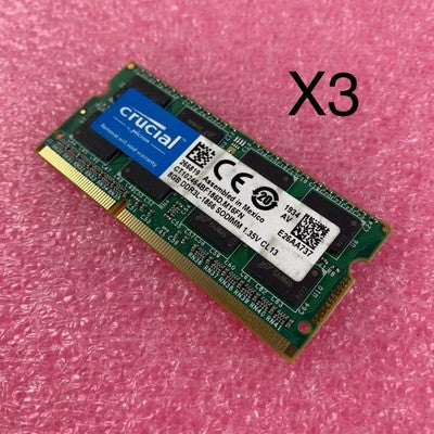 Crucial 8GB DDR3L-1866 Laptop Memory Ram CT102464BF 186D.M16FN - Lot of 3