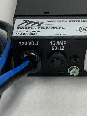 Middle Atlantic Products PD-815R-PL 120V-15A-60Hz 8-Port Rackmount Power Center