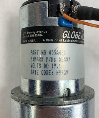 Globe Motors Zymark 455A481 58557 19.1VDC Motor