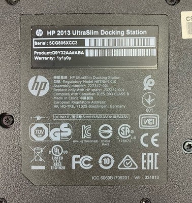 HP 2013 UltraSlim HSTNN-IX10 Docking Station (Lot of 2)