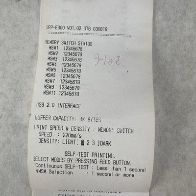 Bixolon SRP-E300 Missing Dead Pixels On Print Head Tested For Parts