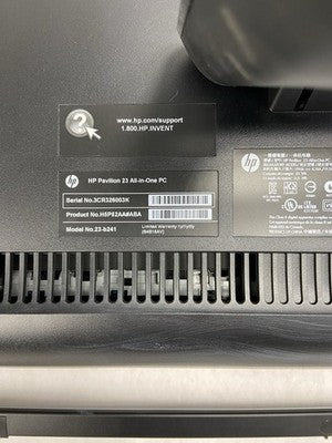 HP Pavilion 23 AIO AMD E2-2000 1.75GHz 8GB RAM No HDD No OS