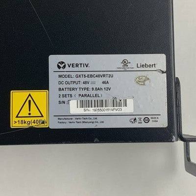 Vertiv Liebert GXT5-EBC48VRT2U GXT5 Tested w/ Rack Ears No Batts No Faceplate