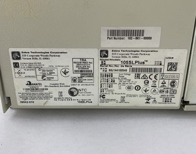 Zebra 105SL Plus 203DPI ZPL 102-8K1-00000 Thermal Label Printer- Parts or Repair