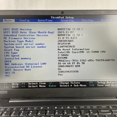 Lenovo ThinkPad E580 15.6" i5-7200U 2.50 GHz 8 GB RAM No SSD No OS No AC