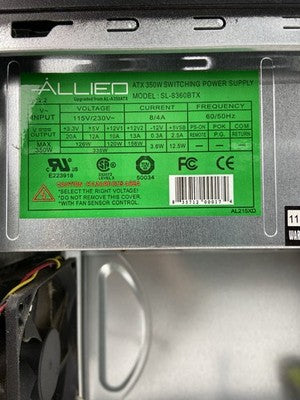 Unbranded ATX Mini Tower Computer Case Allied SL-8360BTX 350W PSU