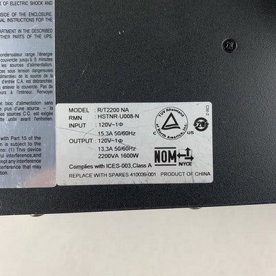 HP R/T2200 NA AF409A Rack Mounted UPS 2200VA 1600W No Batteries Parts and Repair