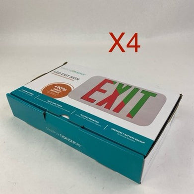 LED Exit Sign Simply Conserve Red and Green Color Option Energy Saver - Lot of 4