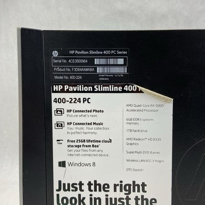 HP Pavilion 400-224 SFF AMD A4-5000 1.5GHz 4GB RAM No HDD\OS\AC